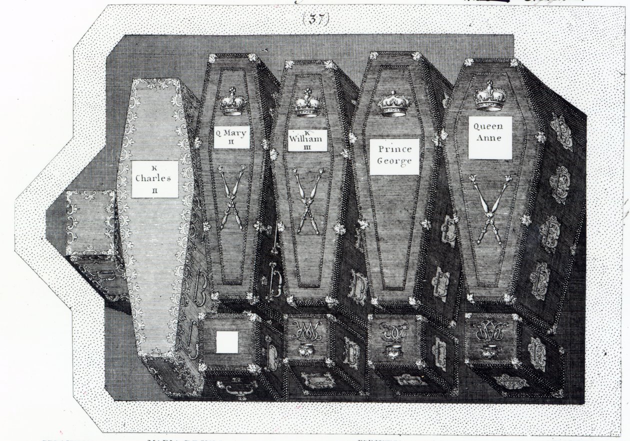 Königliche Särge in der Westminster Abbey von English School