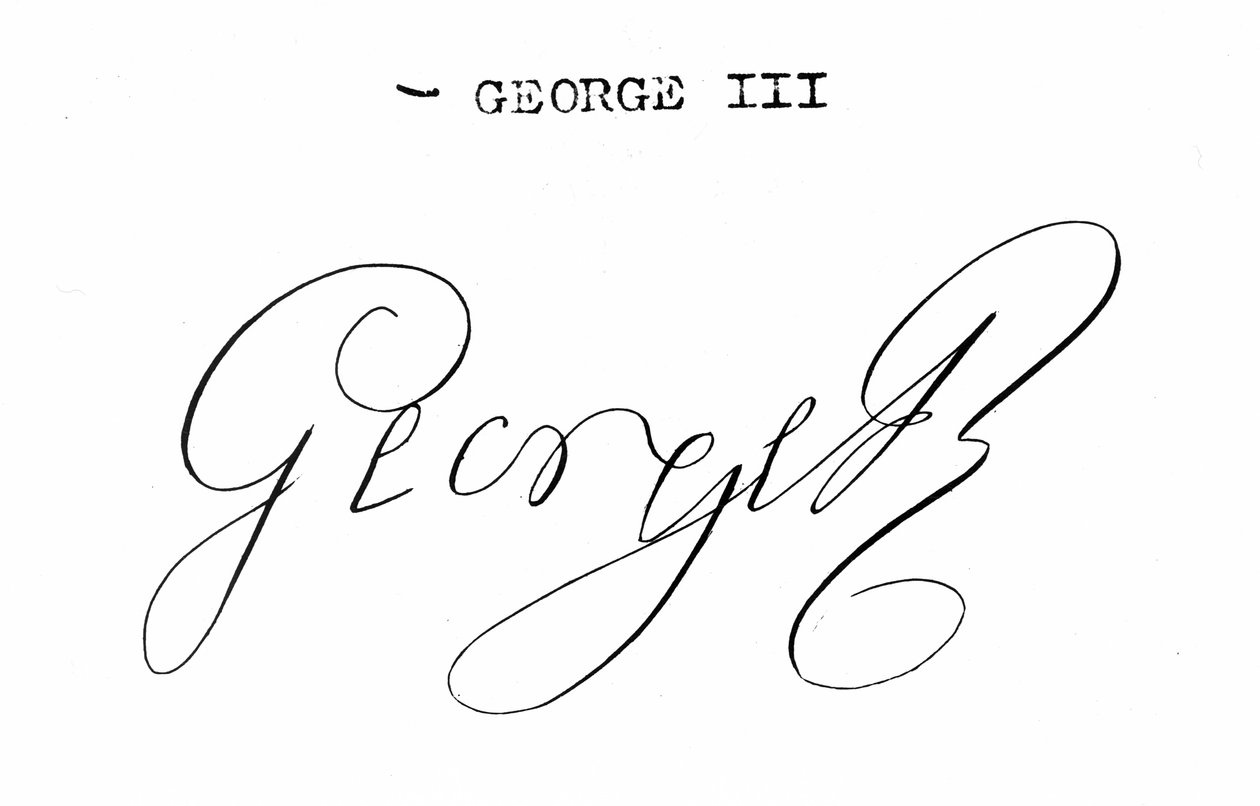 Unterschrift von König Georg III. (1738-1820) von English School