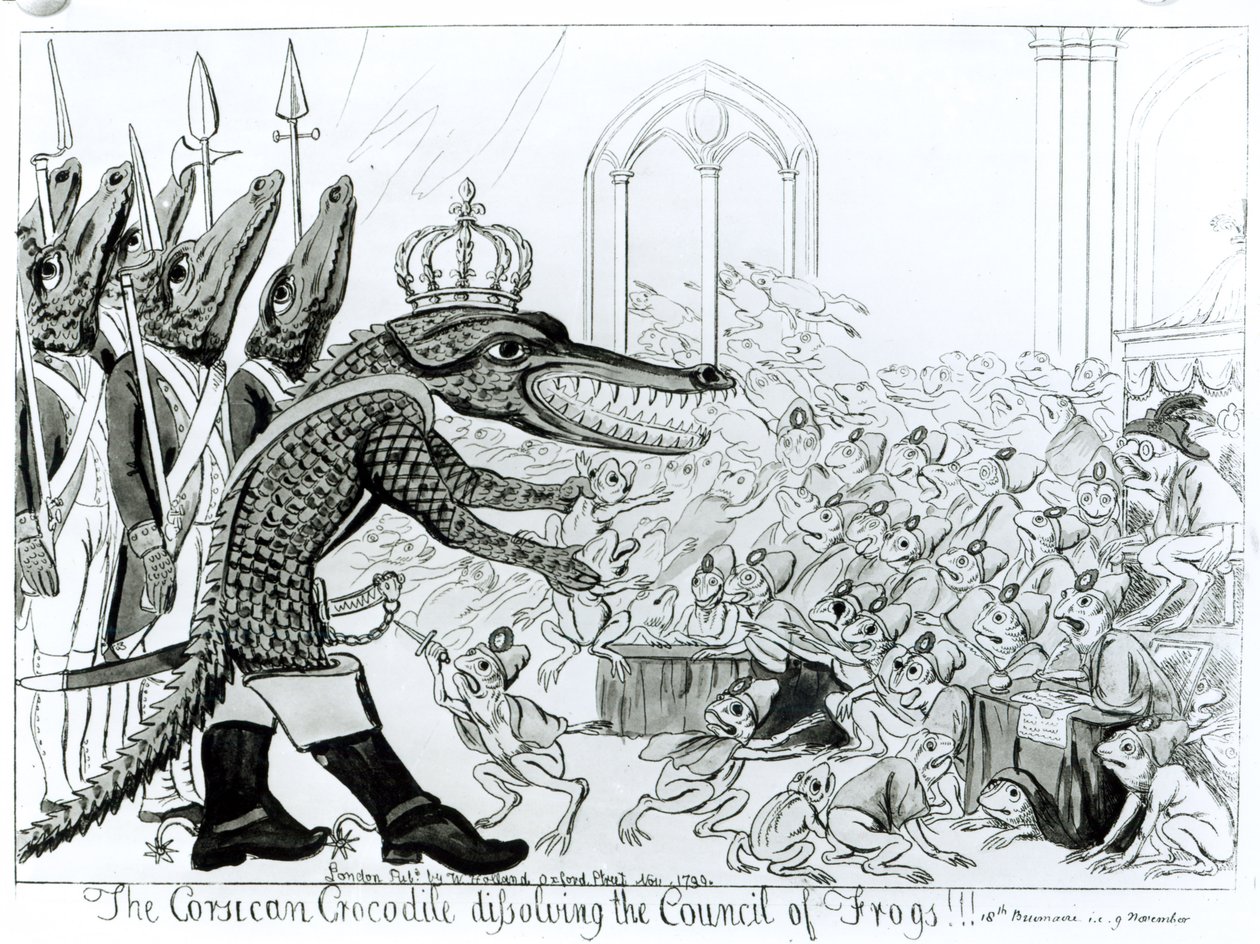 Das korsische Krokodil löst den Rat der Frösche auf, 9. November 1799 von English School