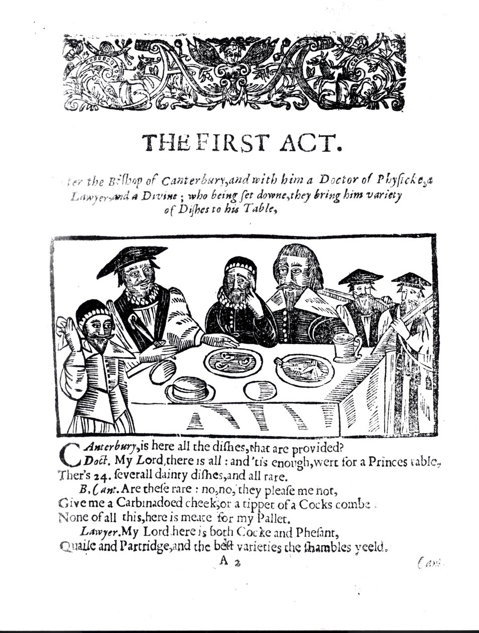 Der erste Akt, ein satirisches Stück gegen William Prynne (1600-69) von English School