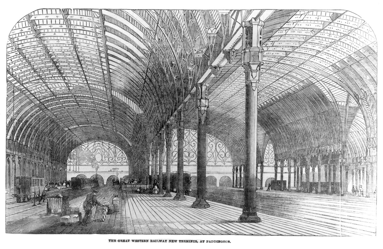 Der neue Endbahnhof der Great Western Railway in Paddington, London, 1854 von English School