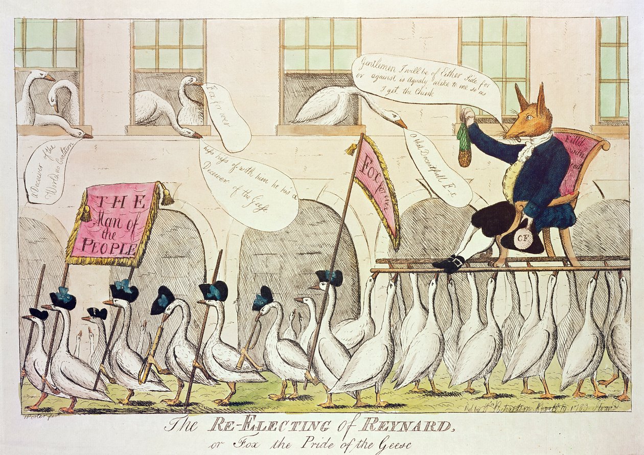 Die Wiederwahl von Reineke, oder Fuchs der Stolz der Gänse, 1783 von English School