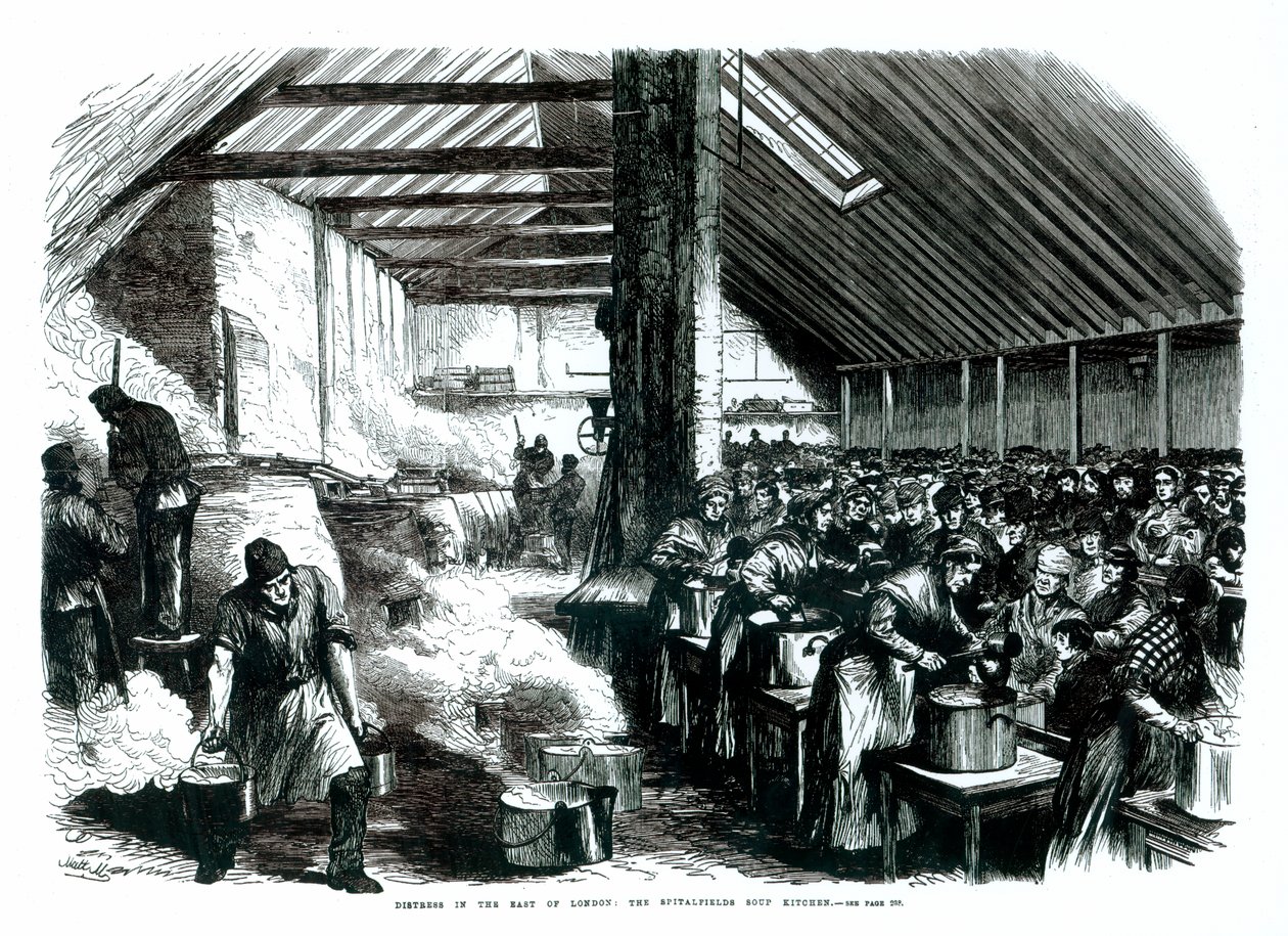 Die Suppenküche von Spitalfields, 1867 von English School