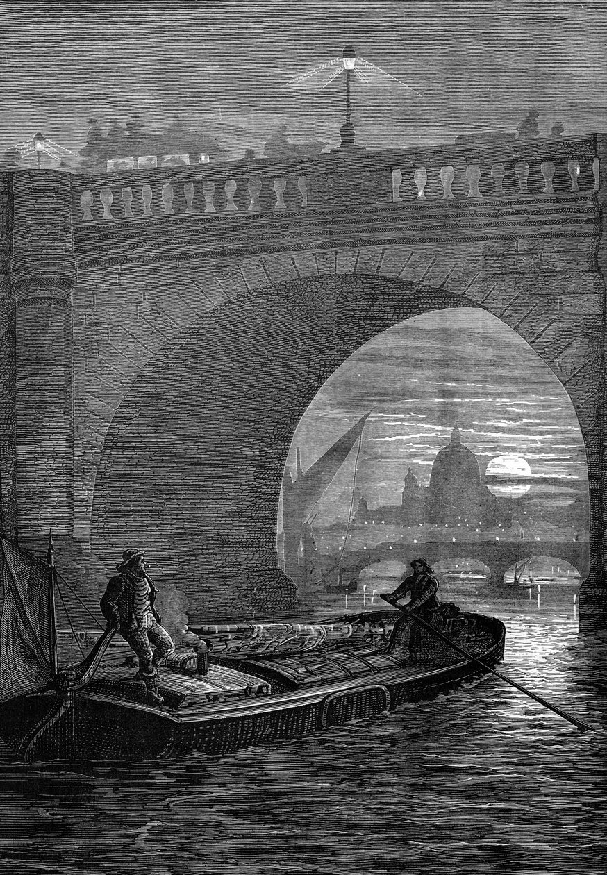 Waterloo-Brücke bei Nacht von English School