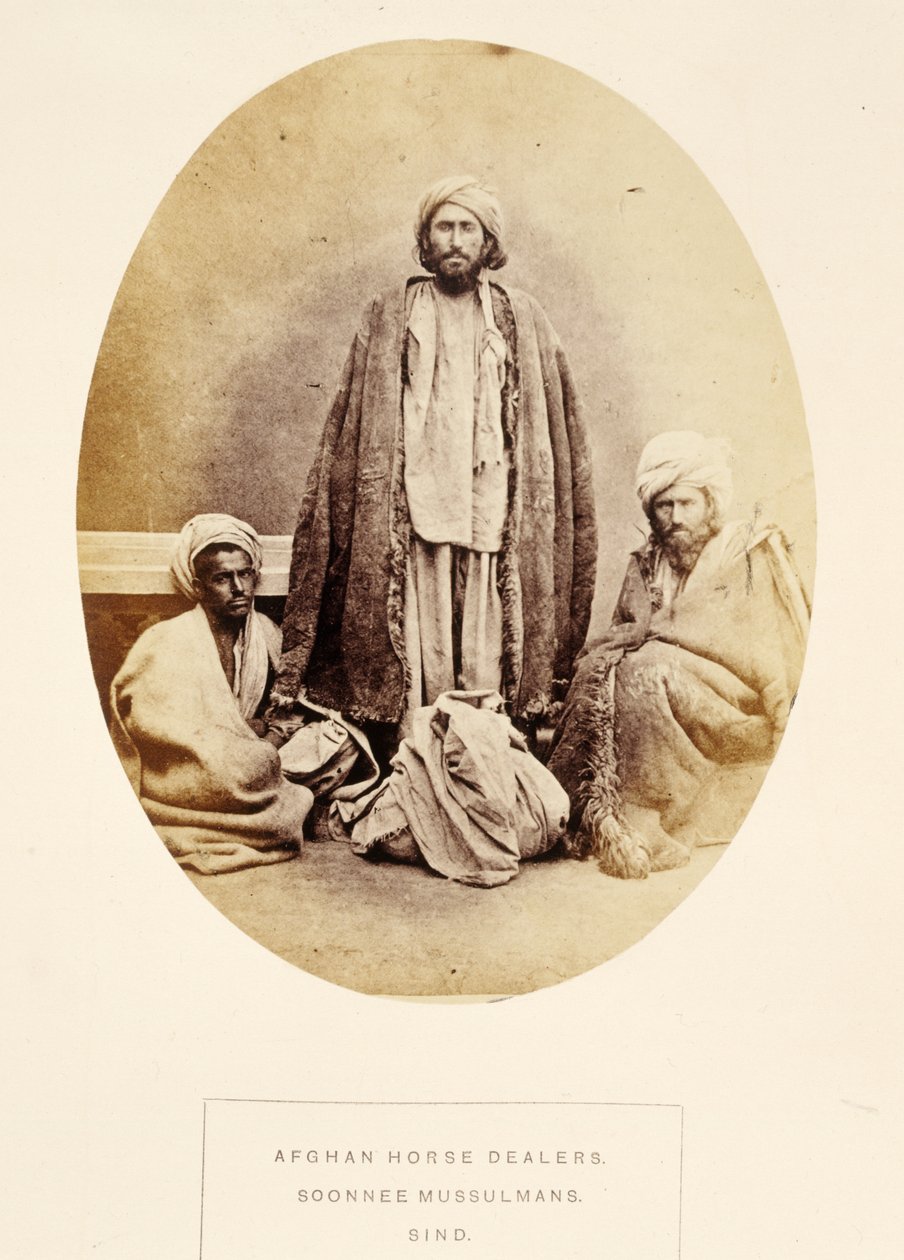 Afghanische Pferdehändler, Soonnee Muslime, Sind, aus Die Völker Indiens, von J. Forbes Watson, veröffentlicht 1868 von English Photographer