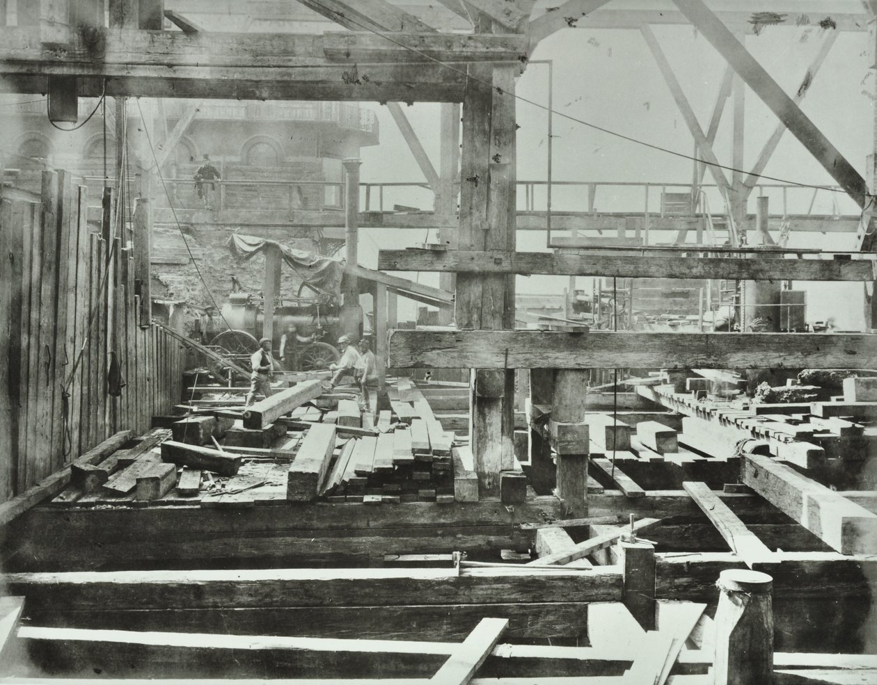 Blackfriars Bridge: Bauarbeiten im Gange, 1869 von English Photographer