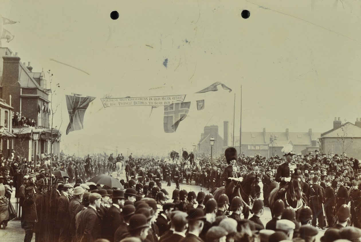 Blackwall Tunnel: Zeremonie zur Eröffnung des Tunnels durch den Prinzen von Wales, später König Edward VII., und Prinzessin Alexandra, 1897 von English Photographer