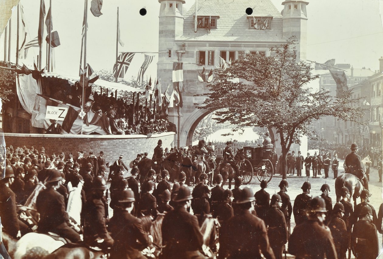 Blackwall Tunnel: Zeremonie zur Eröffnung des Tunnels durch den Prinzen von Wales, später König Edward VII., und Prinzessin Alexandra, 1897 von English Photographer