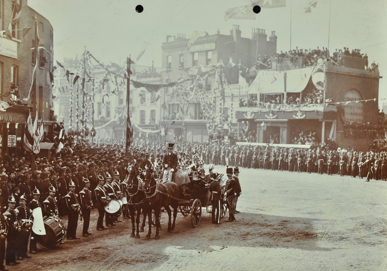 Blackwall Tunnel: Zeremonie zur Eröffnung des Tunnels durch den Prinzen von Wales, später König Edward VII., und Prinzessin Alexandra, 1897 von English Photographer