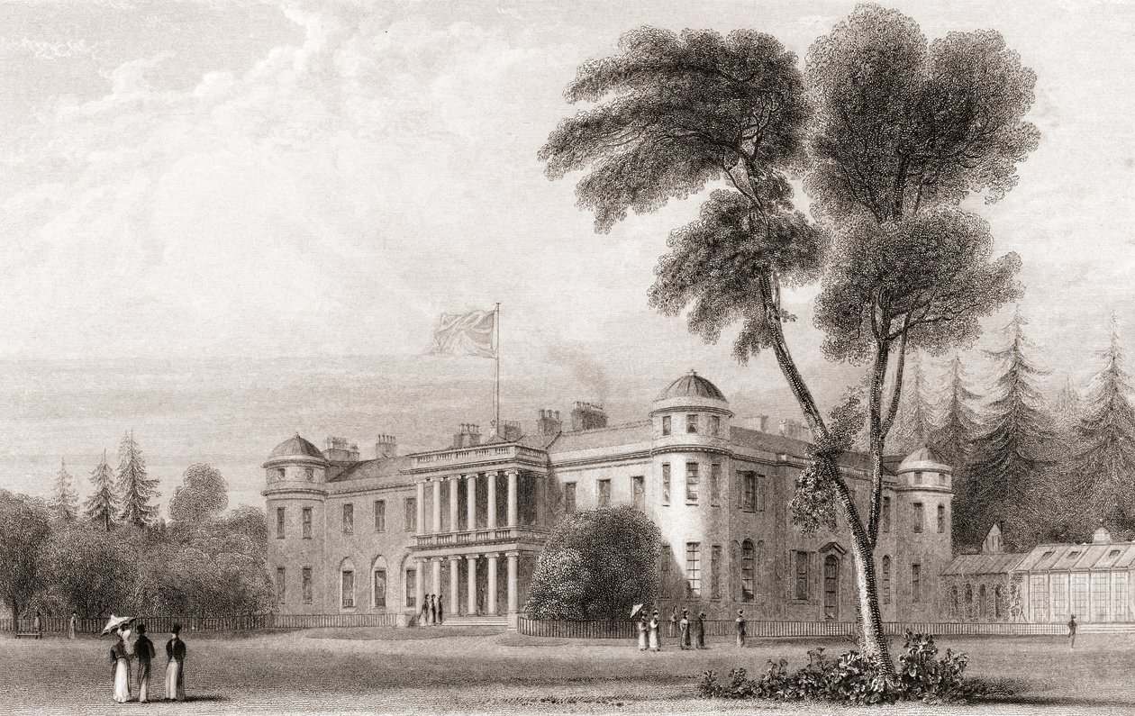 Ansicht von Goodwood House, West Sussex, Südengland im 19. Jahrhundert. Aus Churton
