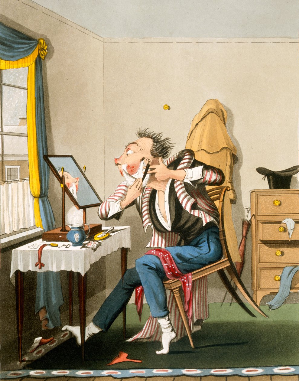 Ein stumpfes Rasiermesser, veröffentlicht von Hunt, 1827 von English School