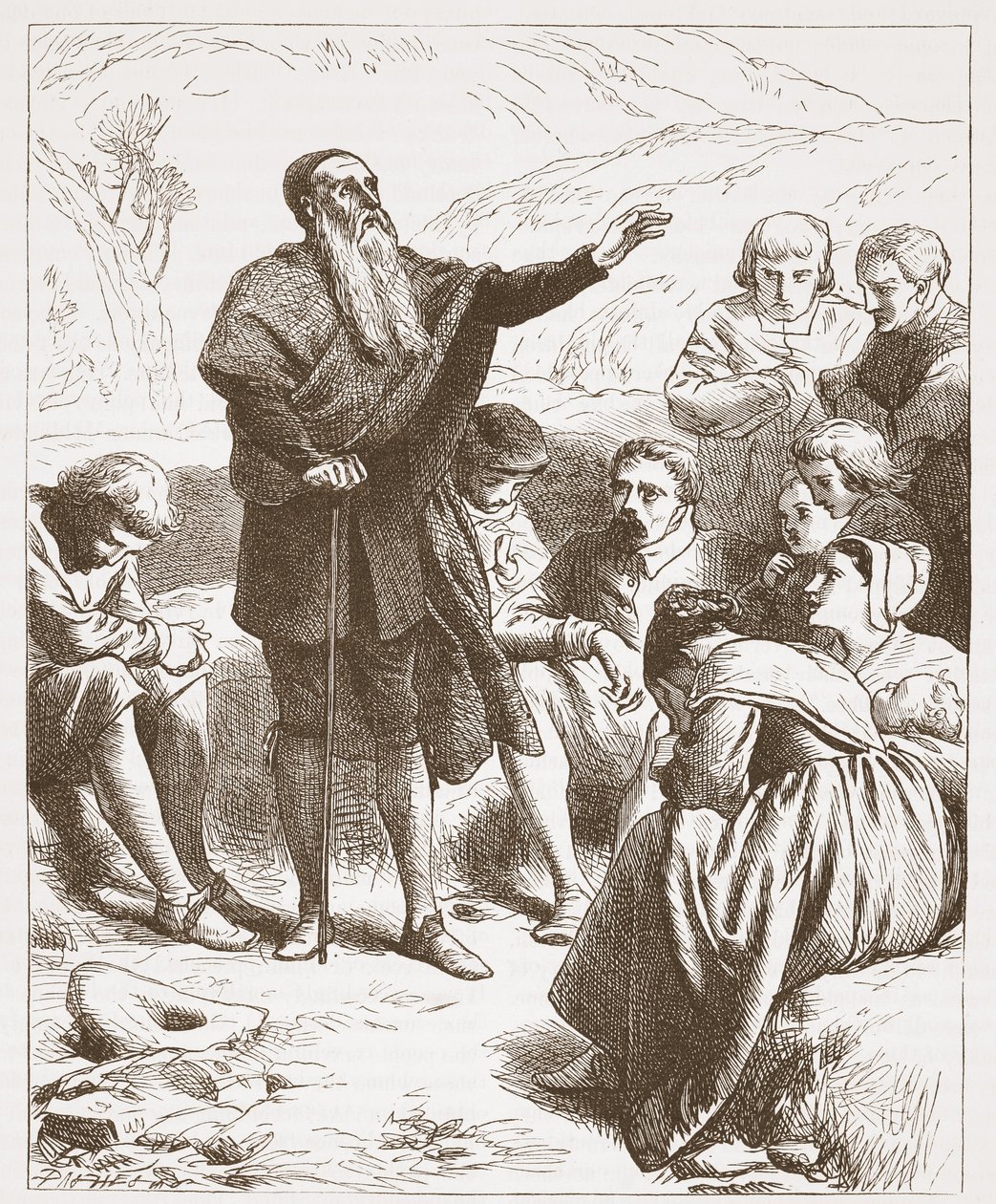 Ein Konventikel: Gottesdienst auf dem Hügel, Illustration aus The History of Protestantism von James Aitken Wylie, veröffentlicht 1878 von English School