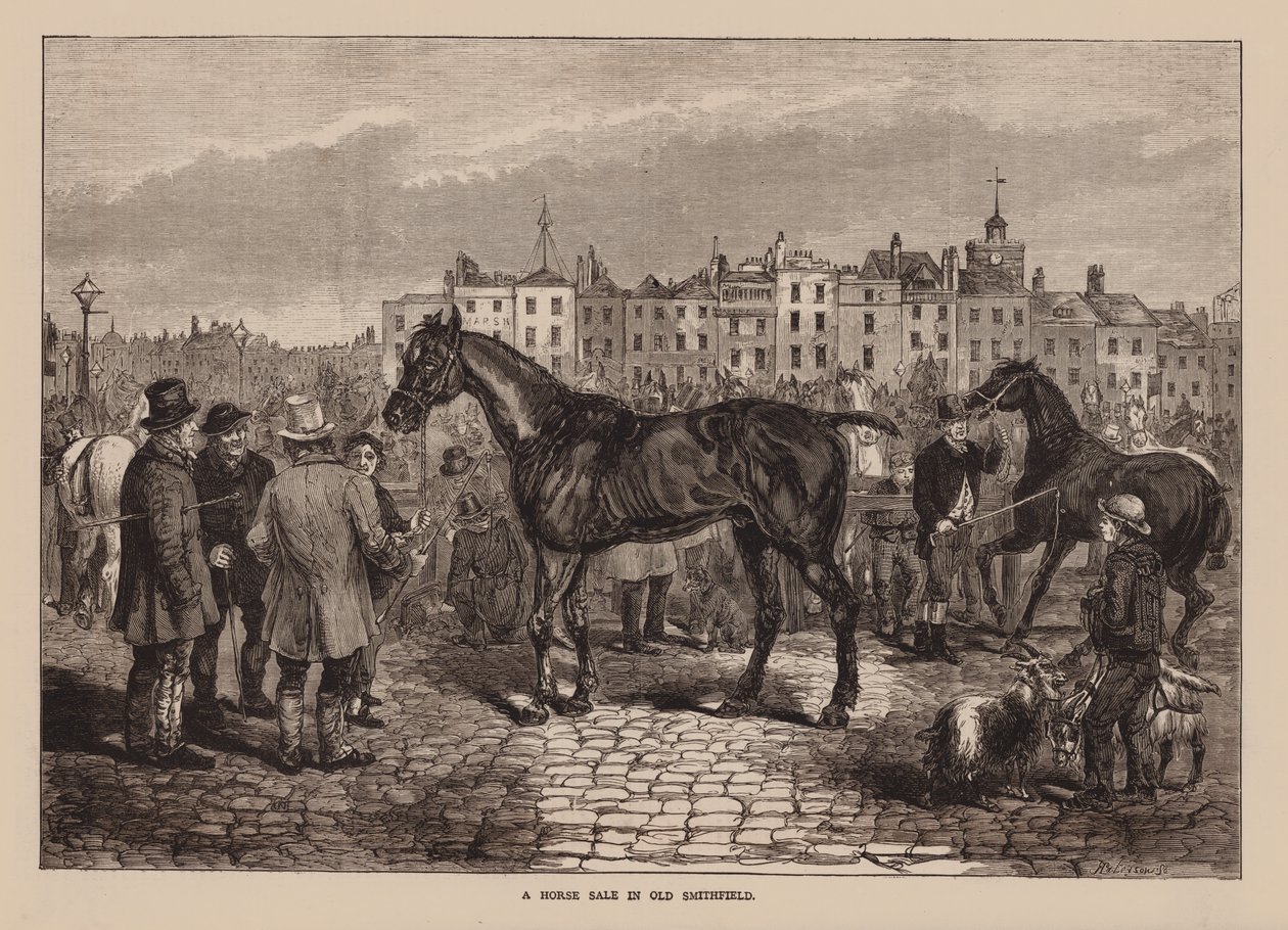 Ein Pferdeverkauf in Old Smithfield von English School