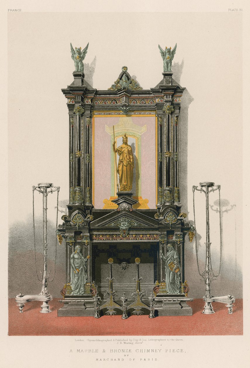 Ein Kamin aus Marmor und Bronze von Marchand, Paris von English School