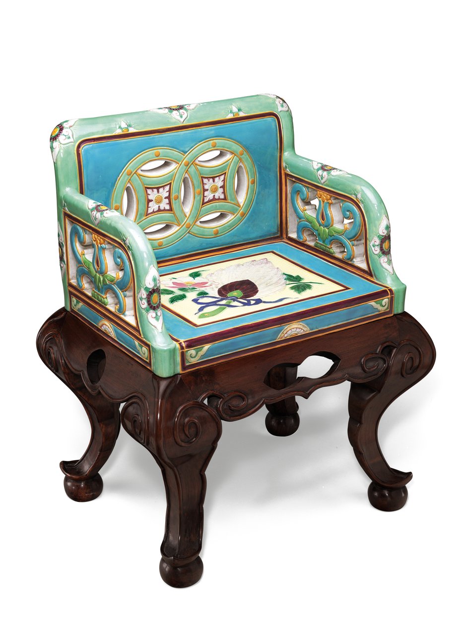 Ein Minton Majolika ästhetische Bewegung türkis und seegrün Armstuhl, ca. 1865 von English School
