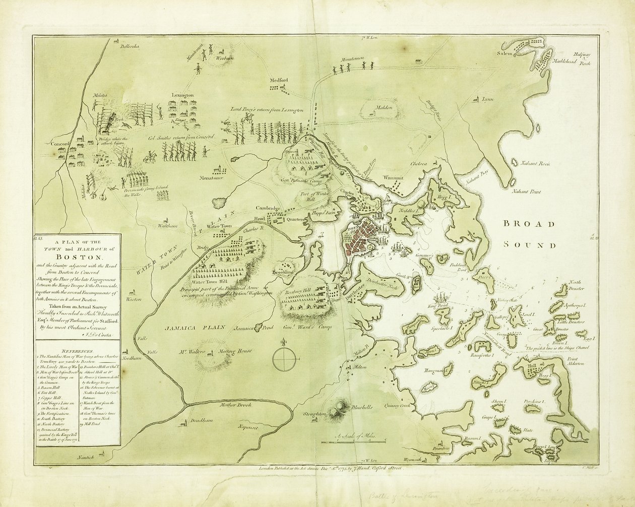 Plan der Stadt und des Hafens von Boston und der umliegenden Gegend von English School