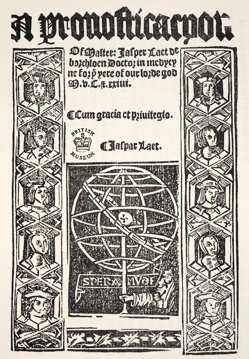 Eine Prognostikation von Jasper Laet (fl.1485-1532), gedruckt von R. Bankes, 1524 von English School