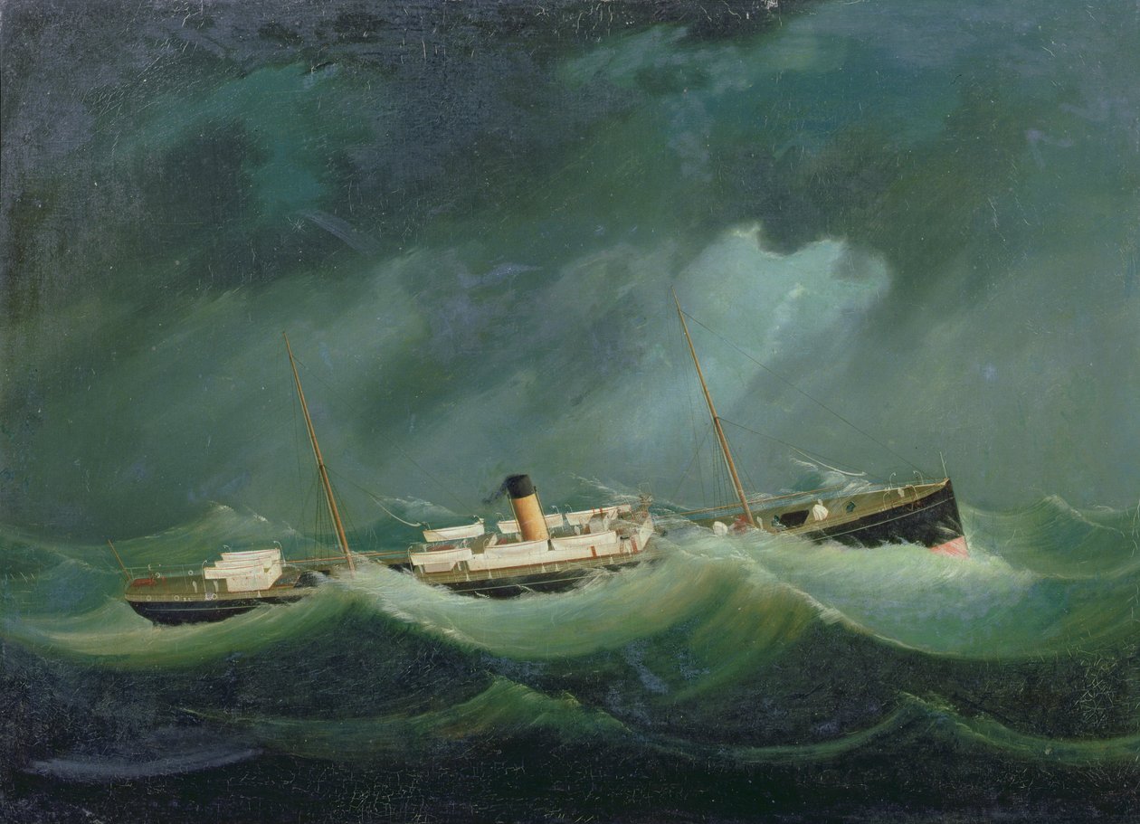 Ein Saville-Linien-Schiff bei rauem Wetter, ca. 1870 von English School