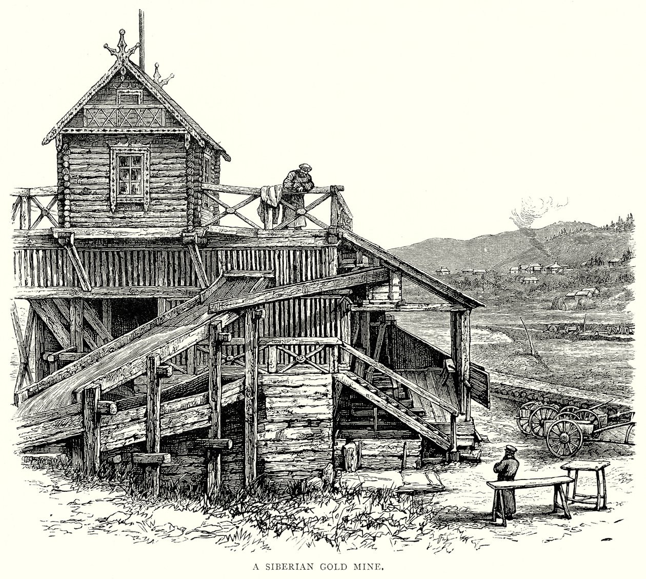 Eine sibirische Goldmine (Gravur) von English School