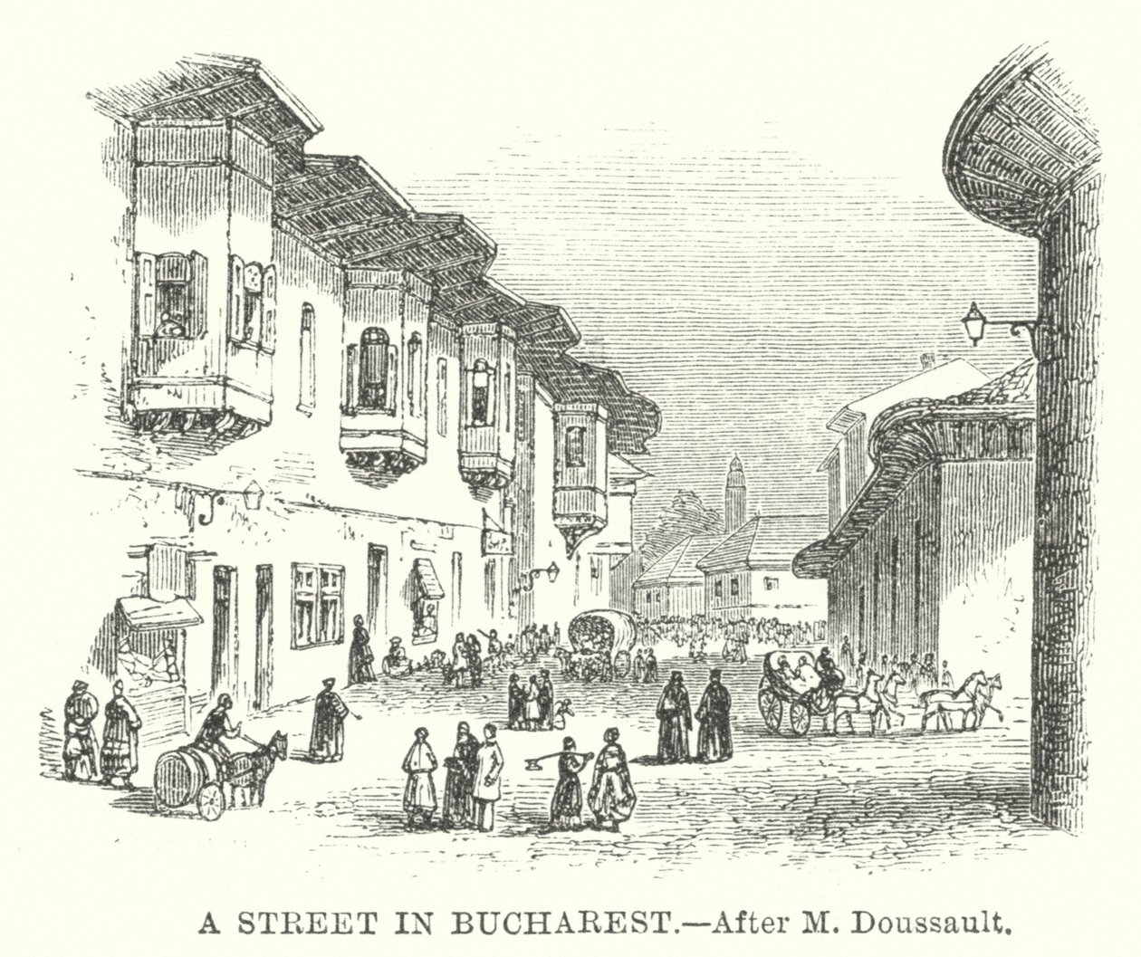 Eine Straße in Bukarest (Gravur) von English School