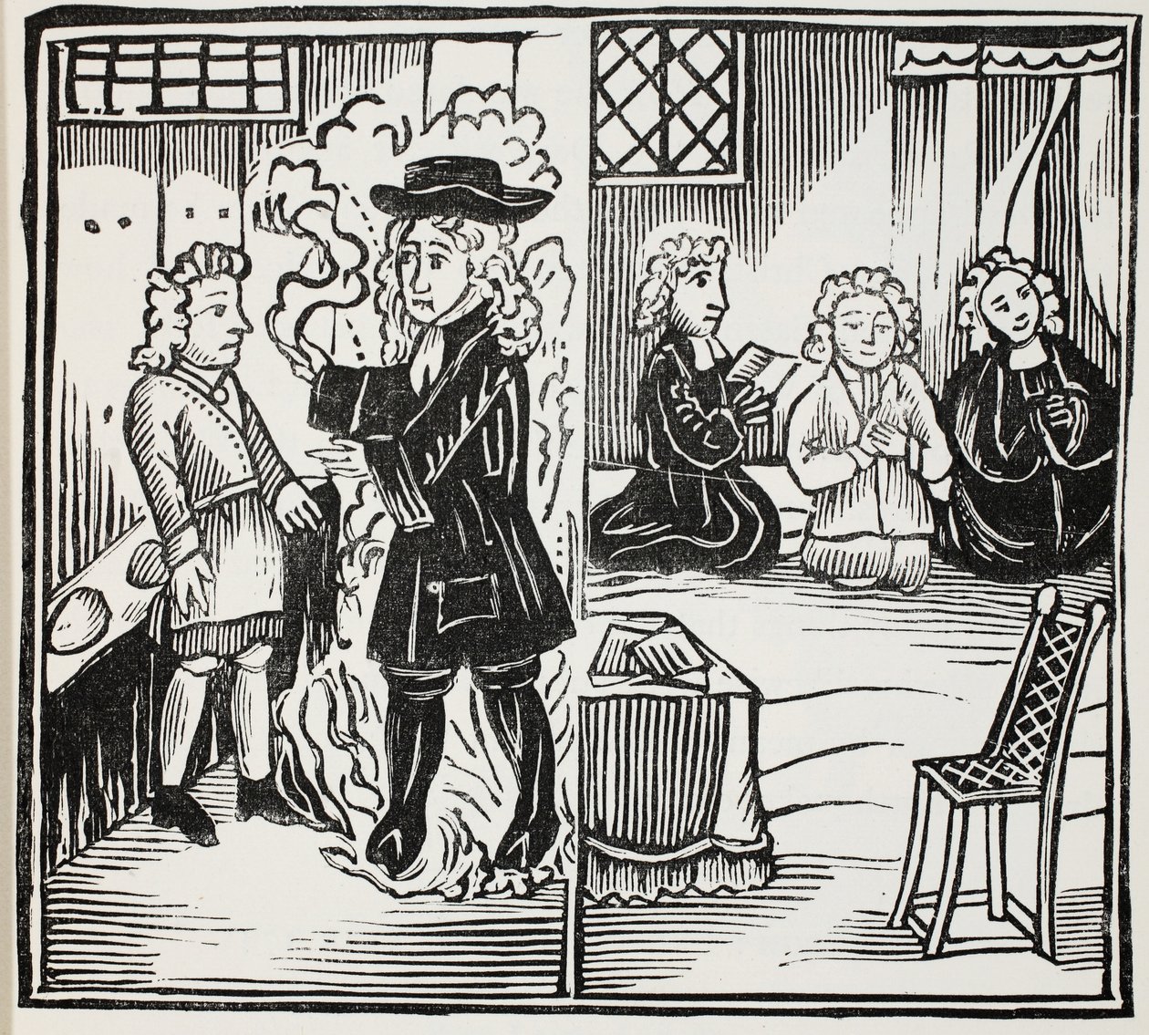 Eine schreckliche und zeitgemäße Warnung an junge Männer, Illustration aus Chap-books of the Eighteenth Century von John Ashton, veröffentlicht 1882 von English School