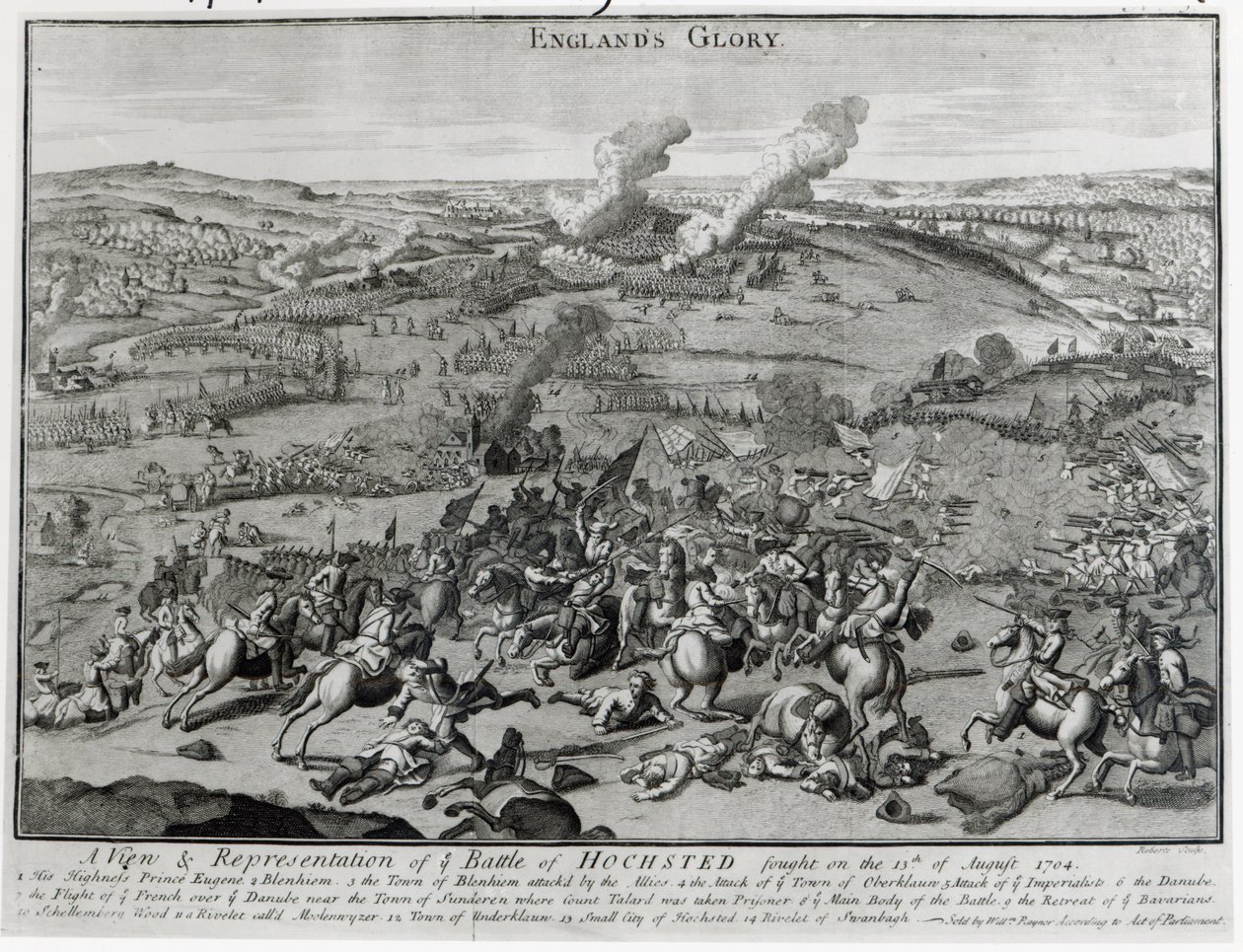 Ansicht und Darstellung der Schlacht von Hochstedt, 13. August 1704 von English School