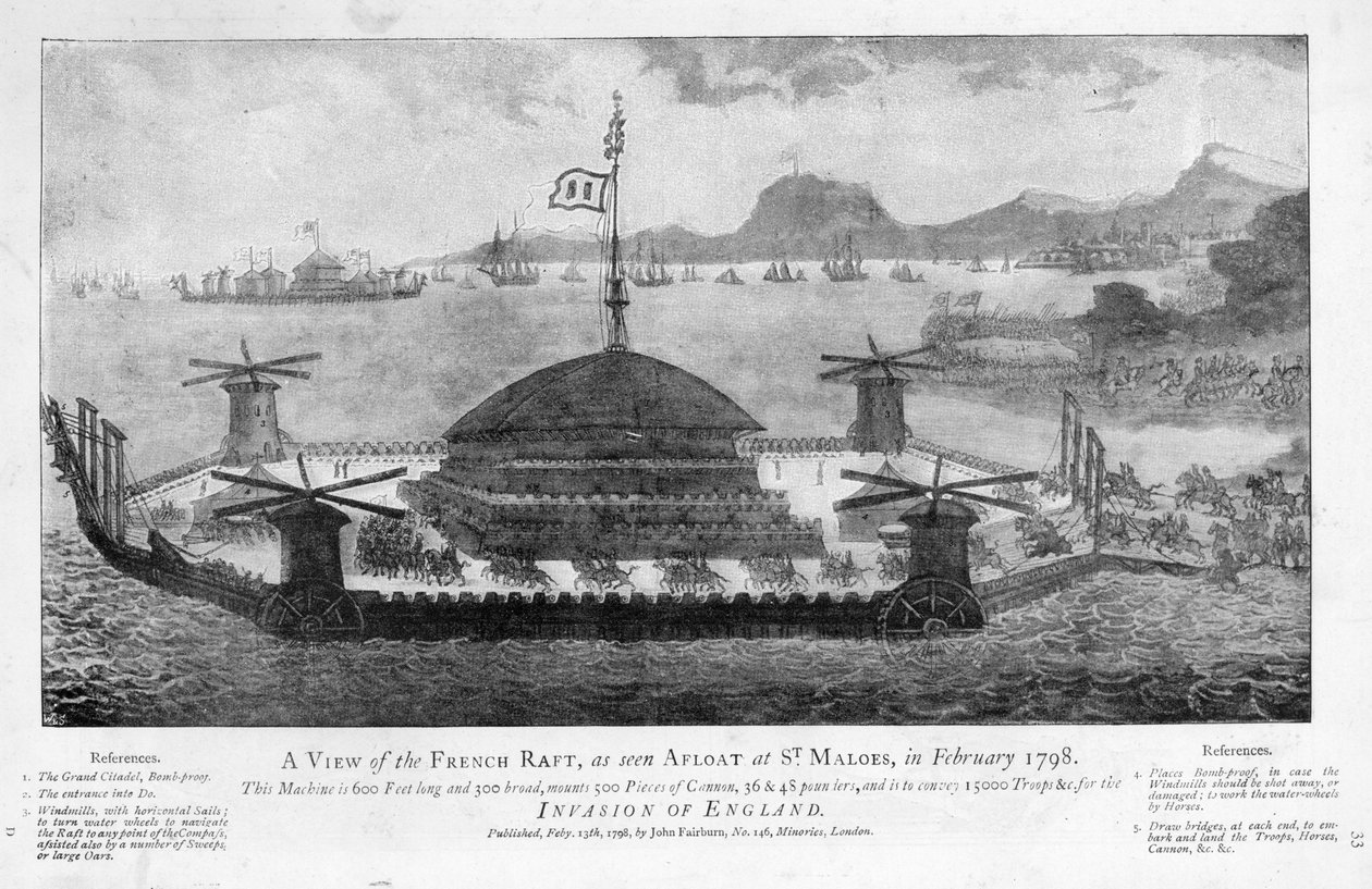 Ansicht des französischen Floßes in St. Malo, Februar 1798 von English School