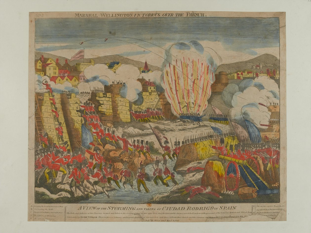 Die Erstürmung und Einnahme von Ciudad Rodrigo in Spanien, 1812, veröffentlicht von Oliver und Boyd, 1812 von English School