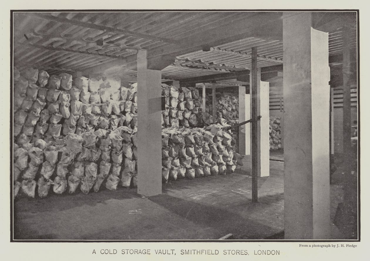 Ein Kühlhaus, Smithfield Stores, London von English School
