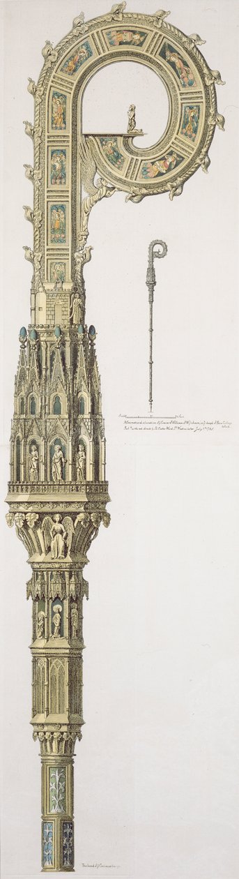 Eine geometrische Erhebung des Krummstabs von William of Wykeham (ca. 1320-1404) veröffentlicht 1785 von English School
