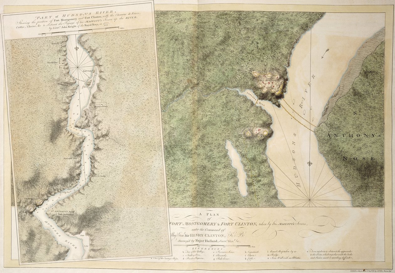 Ein Plan von Fort Montgomery & Fort Clinton, 1774-1779 von English School