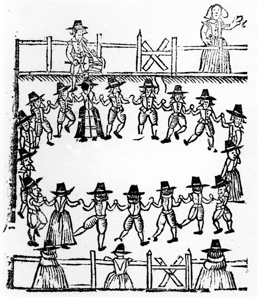 Ein Rundtanz, eine Illustration aus A Book of Roxburghe Ballads von English School