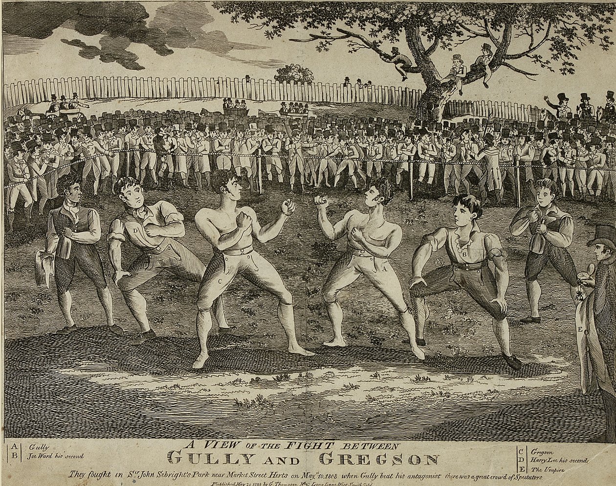 Eine Ansicht des Kampfes zwischen Gully und Gregson von English School