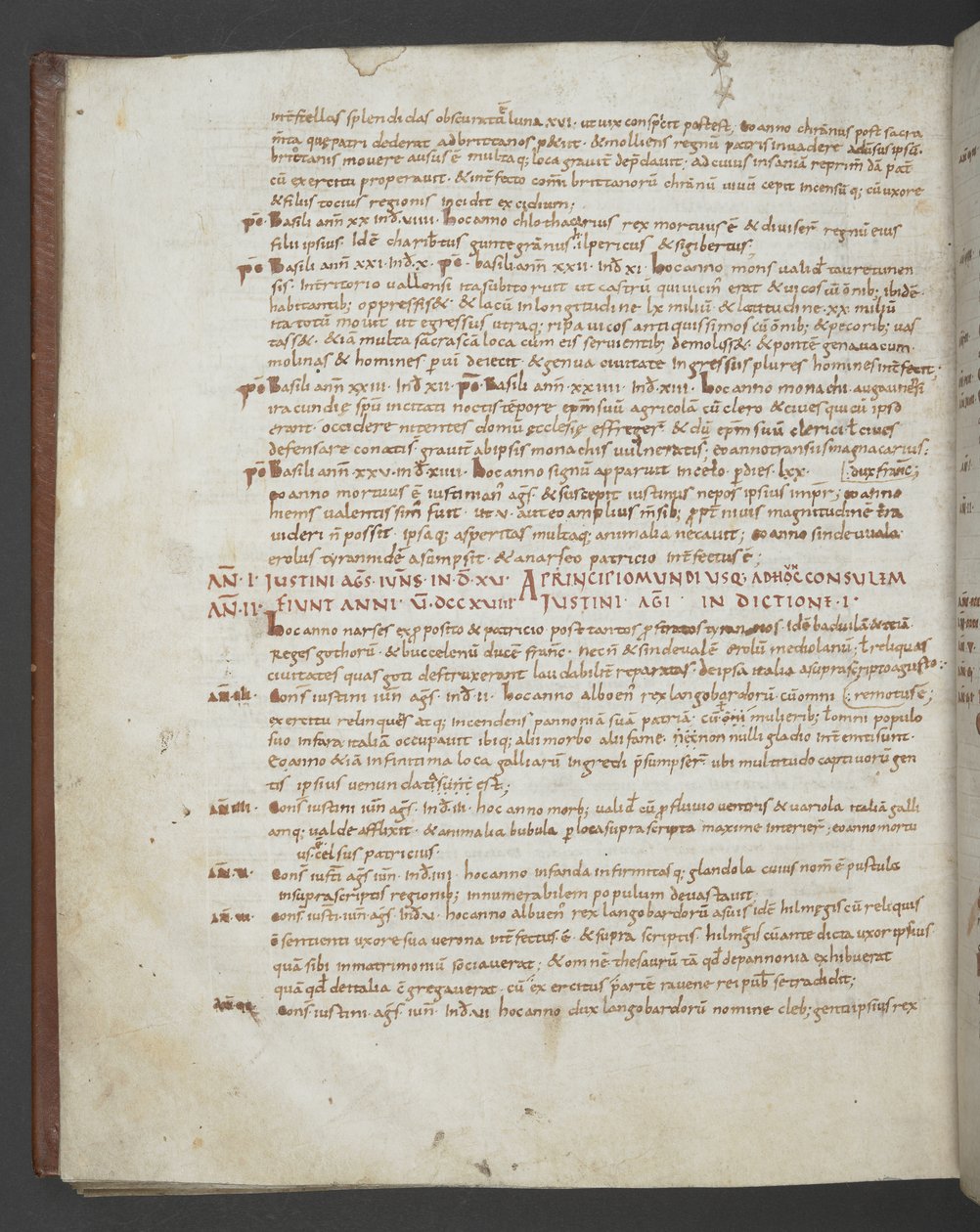 Eusebius von Caesarea, Chronicon, mit Ergänzungen von St. Jerome, Prosper von Aquitanien, Marius von Avenches und einem anonymen Autor von English School