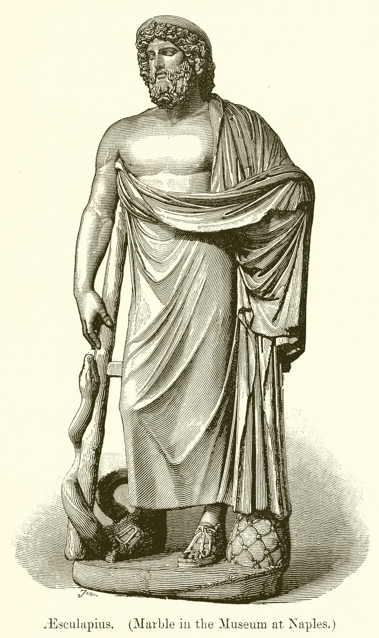 Aesculapius. (Marmor im Museum von Neapel) (Gravur) von English School