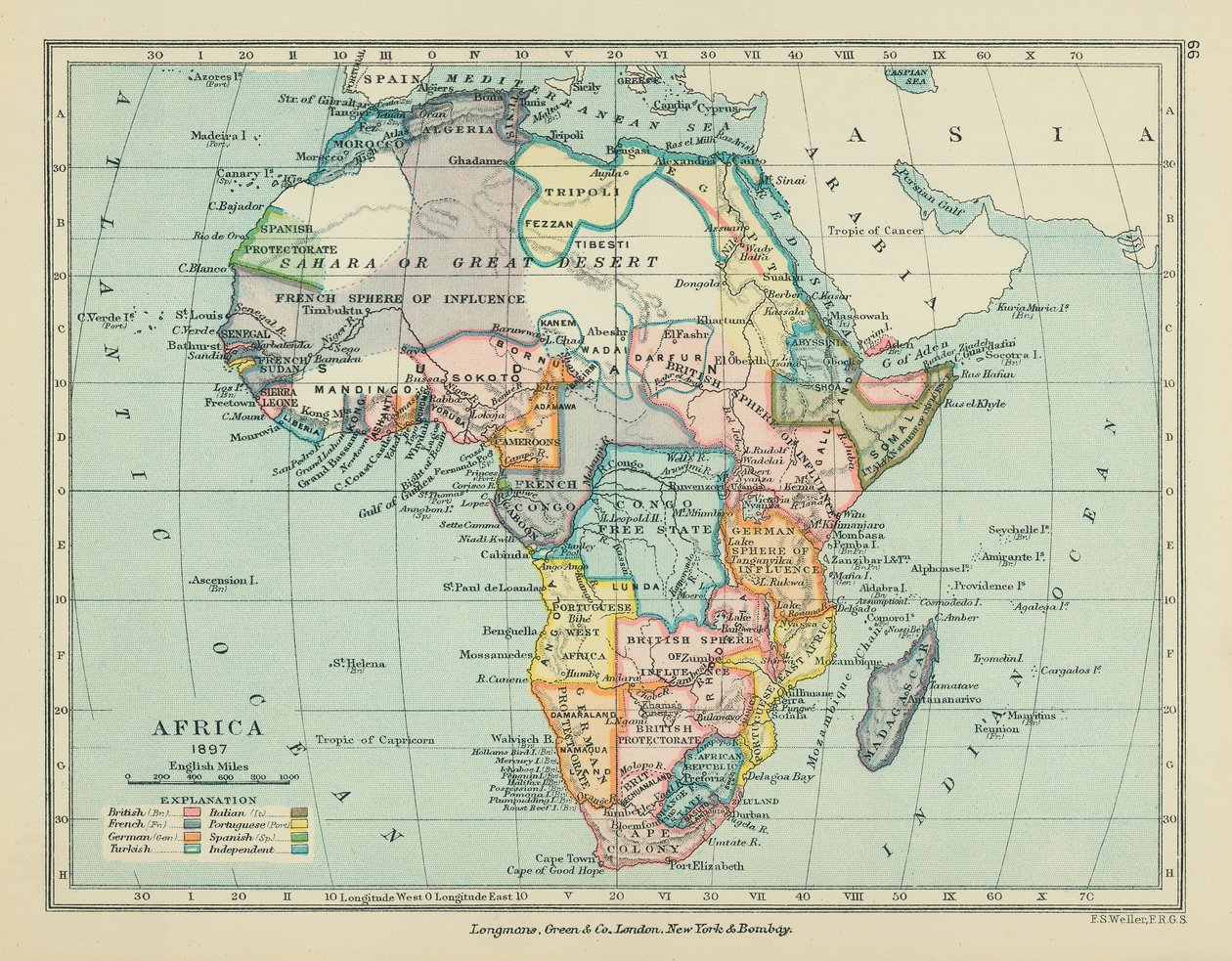 Afrika (Farblithografie) von English School