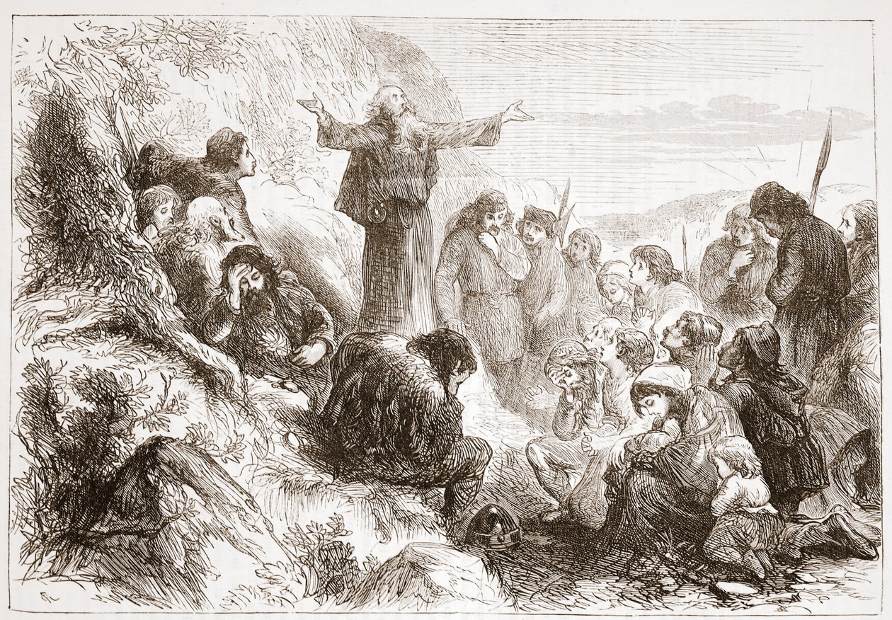 Albigenser Gläubige am Ufer der Rhone, Illustration aus Die Geschichte des Protestantismus von James Aitken Wylie, veröffentlicht 1878 von English School