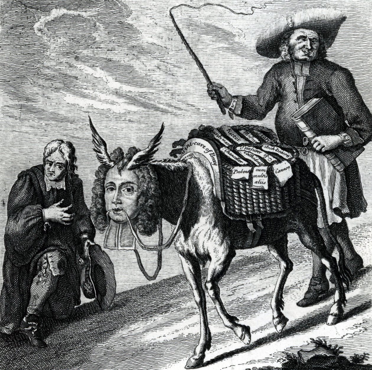 Ein Esel beladen mit Kirchenpräferenzen, 1737 von English School