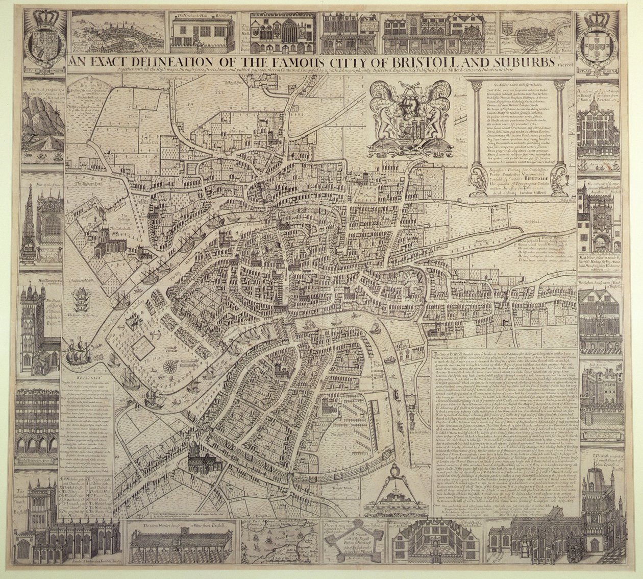 "Eine genaue Darstellung der berühmten Stadt Bristol und ihrer Vororte", von James Millerd, veröffentlicht 1673 von English School