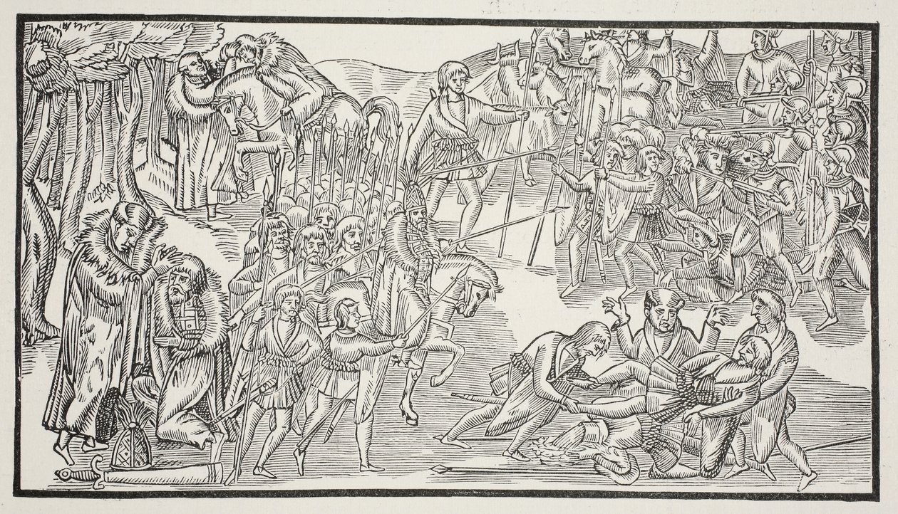 Der letzte Kampf eines irischen Häuptlings, 1581 von English School