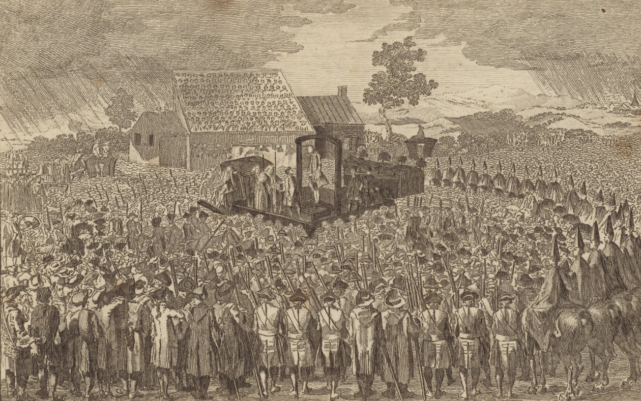 Eine genaue Ansicht der Hinrichtung von Lord Ferrers von English School