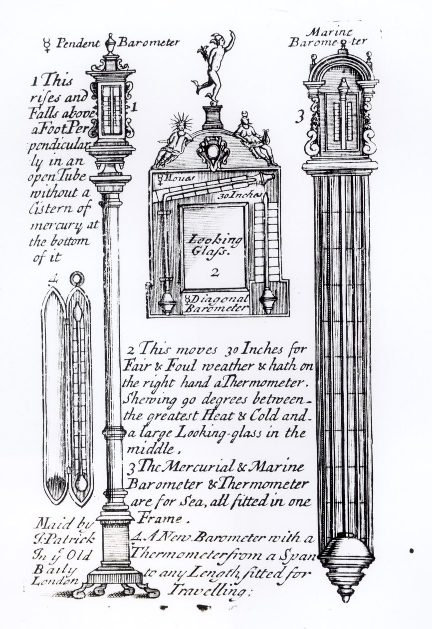 Anmerkung zur Illustration von Pendel-, Diagonal- und Marinebarometern von English School