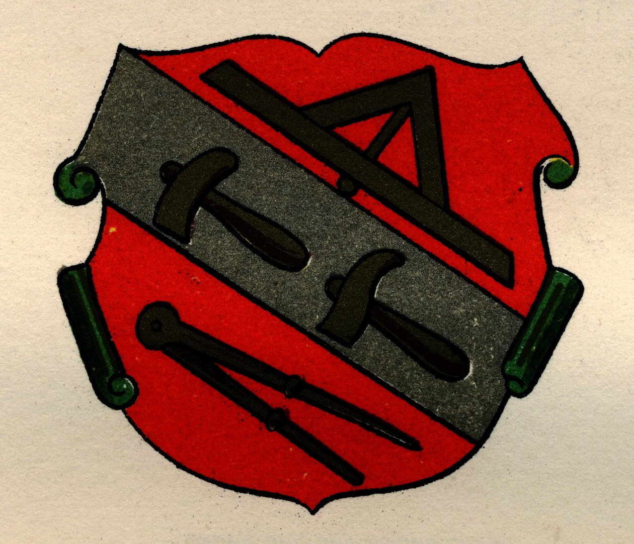 Wappen der Steinmetze von Straßburg, aus The History of Freemasonry, Band II, veröffentlicht von Thomas C. Jack, London, 1883 von English School