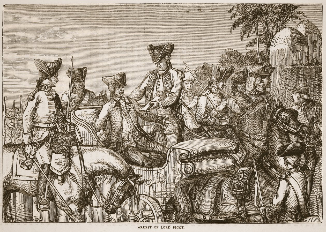 Verhaftung von Lord Pigot, Illustration aus Cassells Illustrierter Geschichte Indiens von James Grant, veröffentlicht 1879 von English School