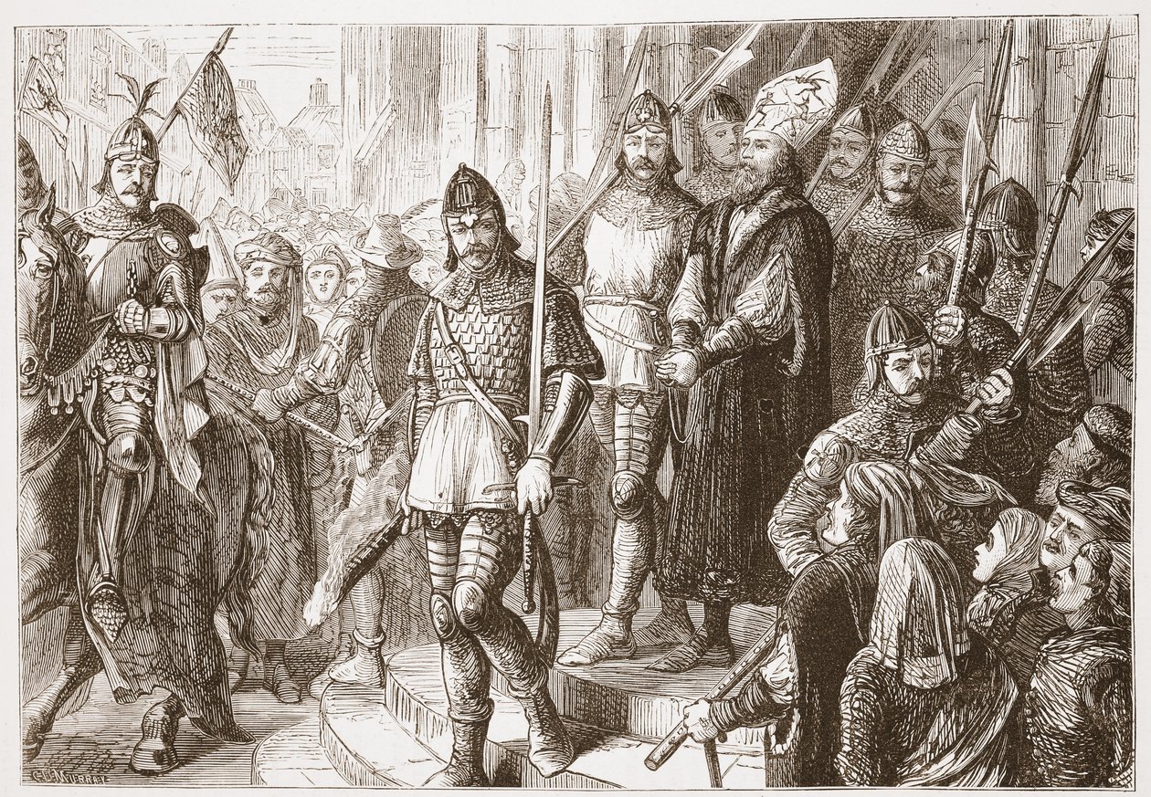 Als sie ihn aus der Kirche führten... begann er zu singen, Credo in Unum Deum, Illustration aus Die Geschichte des Protestantismus von James Aitken Wylie, veröffentlicht 1878 von English School