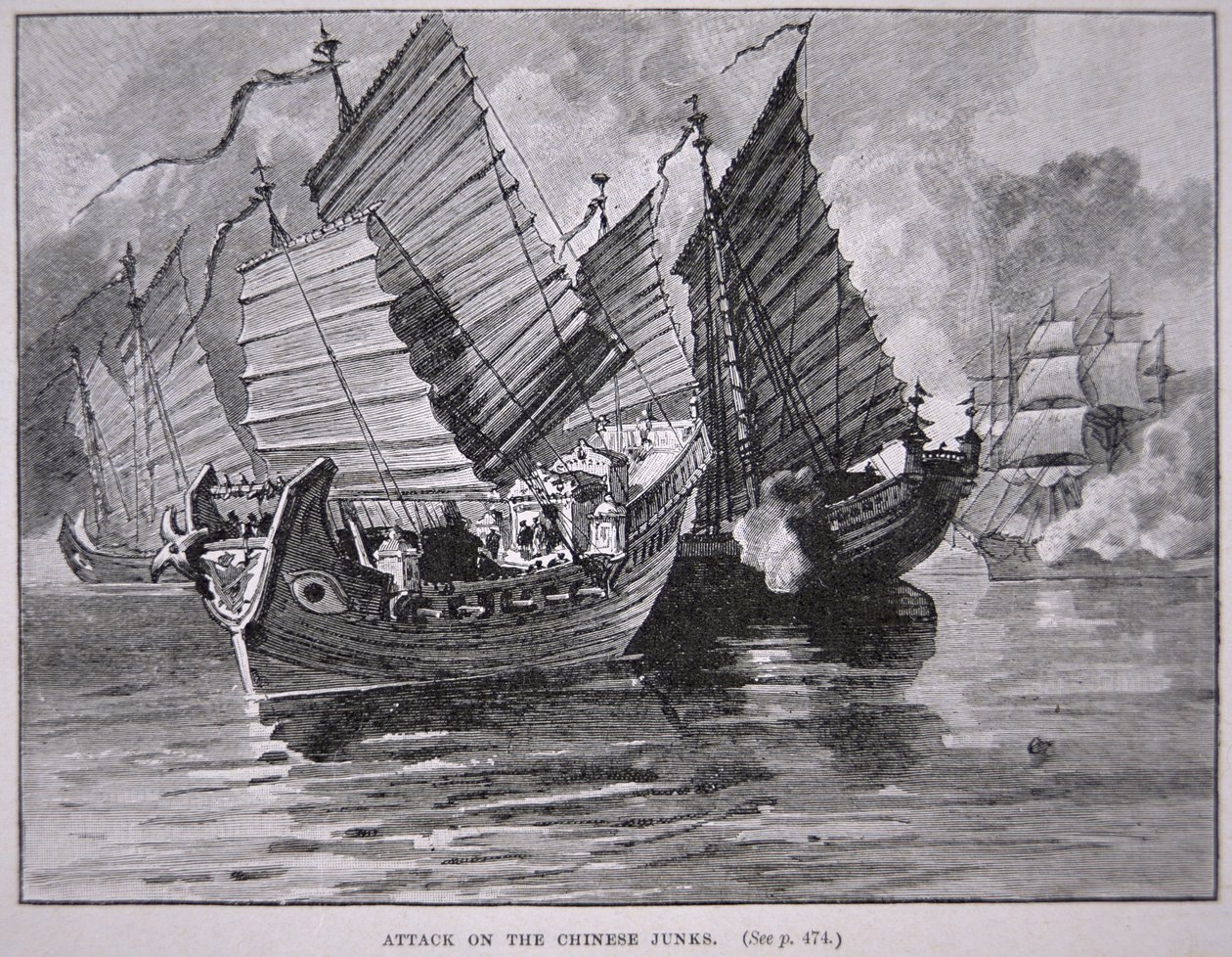 Angriff auf die chinesischen Dschunken im Jahr 1841 von English School