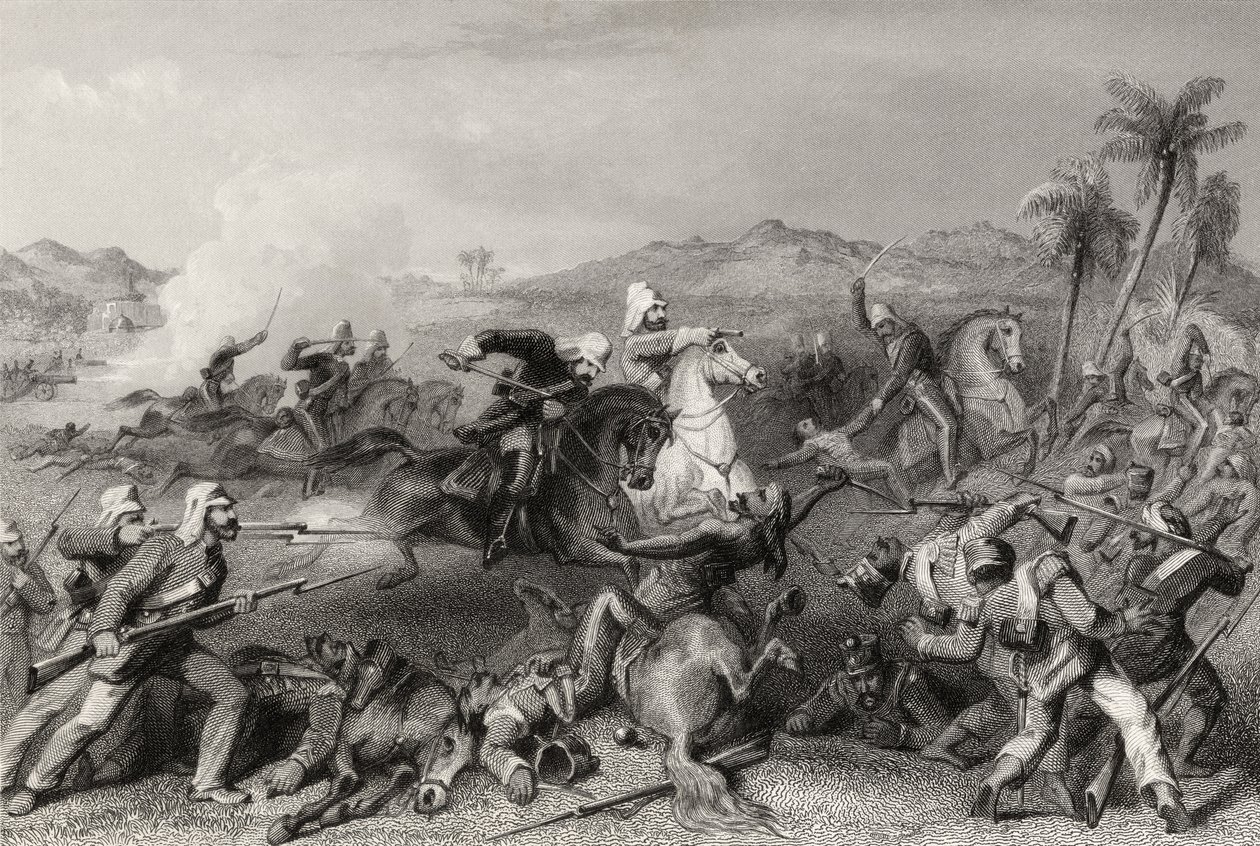 Angriff auf die Sealcote-Meuterer durch General Nicholsons unregelmäßige Kavallerie im Jahr 1857, aus 