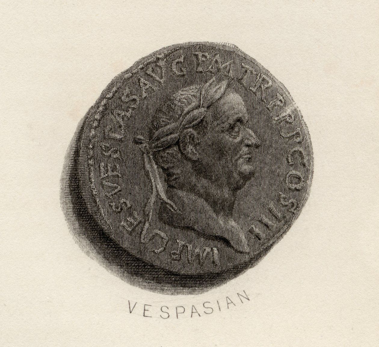 Aureus-Münze aus der Ära von Vespasian, Titus Flavius Vespasianus von English School