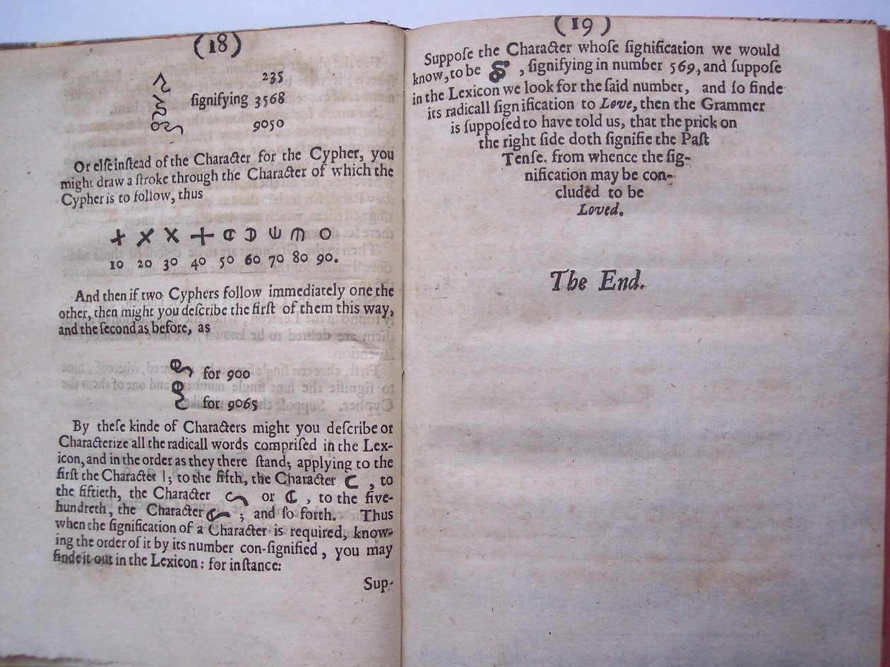 Seiten aus The ground-work, or foundation laid, (or so intended) for the framing of a new perfect language: and an universal or commonwriting von Francis Lodowyck, veröffentlicht in London, 1652 von English School