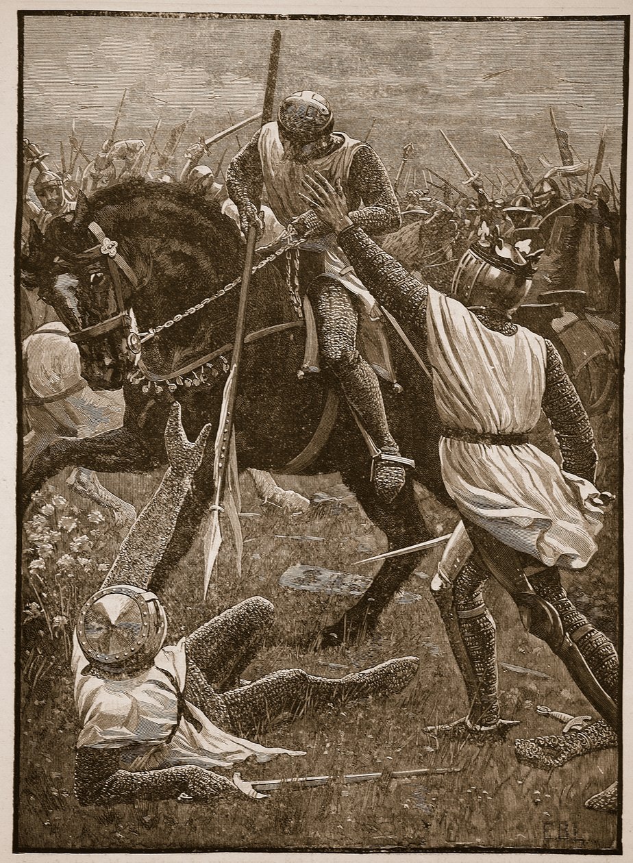 Schlacht von Evesham: König Heinrich in Gefahr, Illustration aus Cassells Illustrierter Geschichte Englands von English School